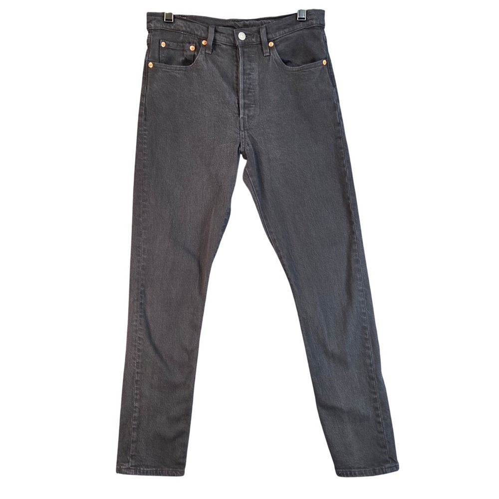 Levi's Premium 501 Big E Black Jeans 28x29 High Rise Button Fly Straight Leg - Picture 2 of 16